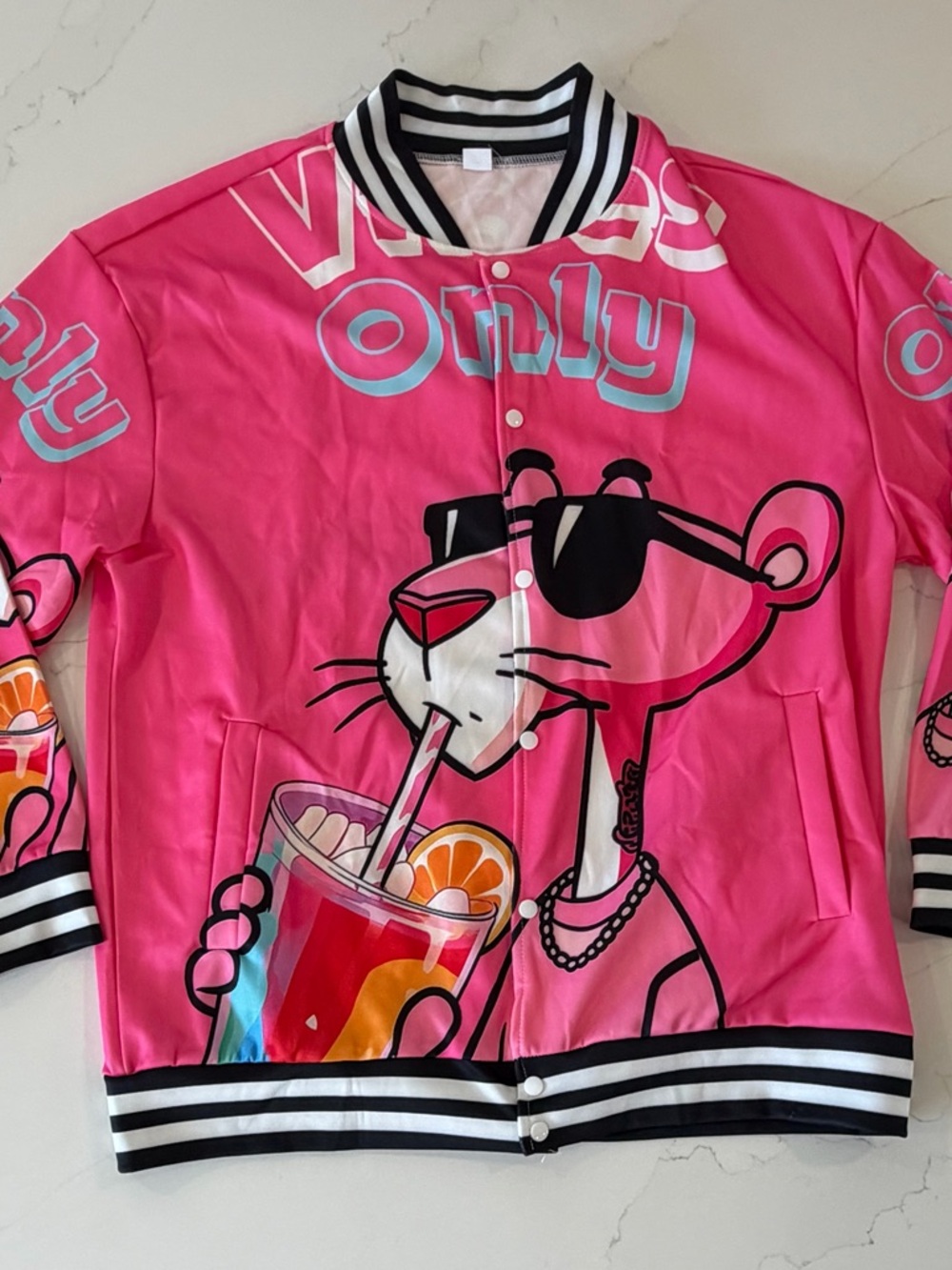 Pink Graphic Bomber Jacket - Pink Panther Design
